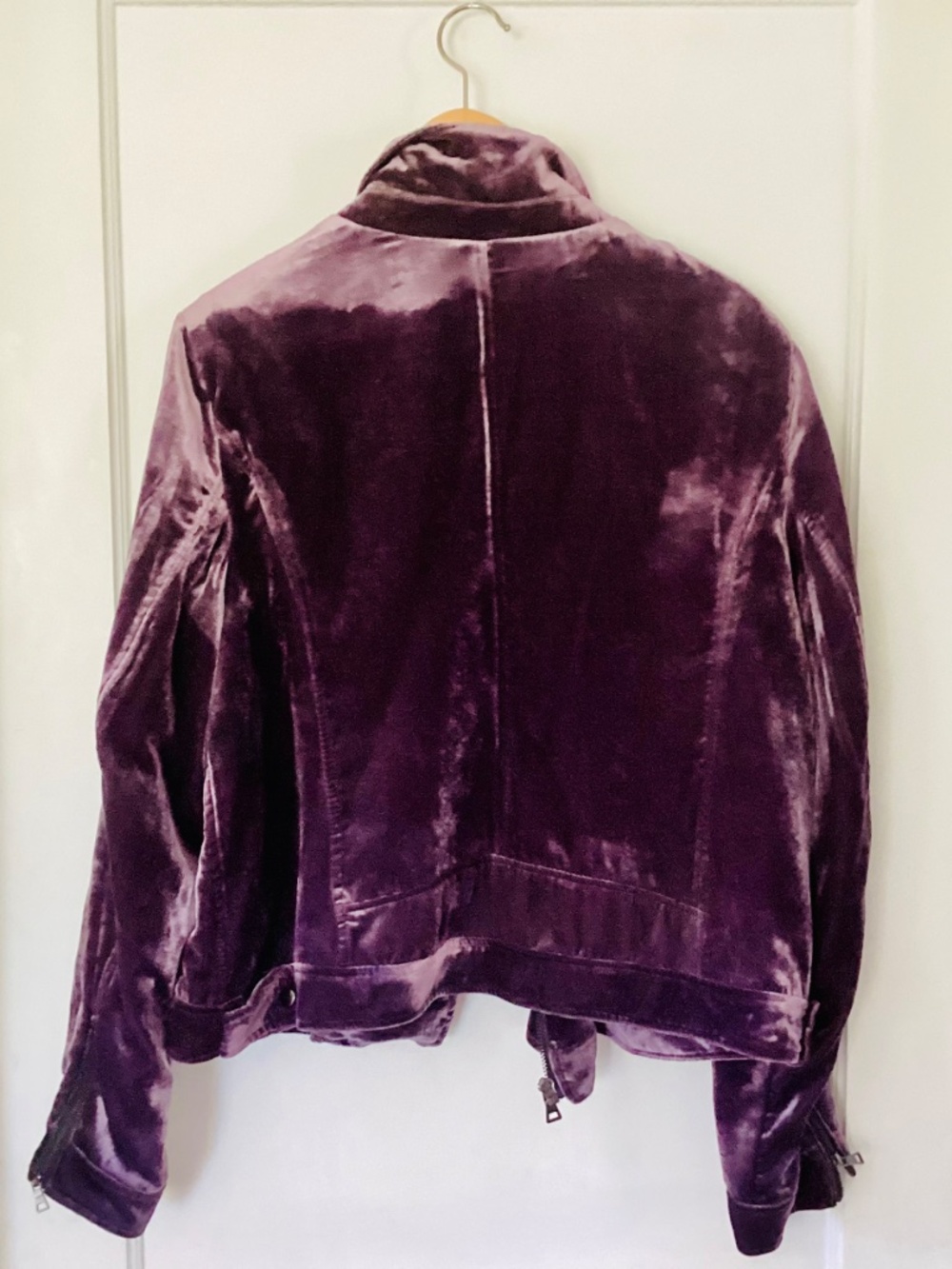 Apt. 9 moto jacket Purple Velvet Size XL Asymmetrical Zipper Party Going Out - Picture 10 of 12